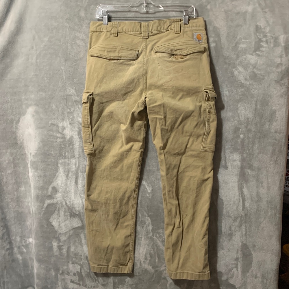 Carhartt 103574 253 Relaxed Fit Cargo Work Pants Mens 32x30 Tan Canvas Stained - Picture 3 of 15